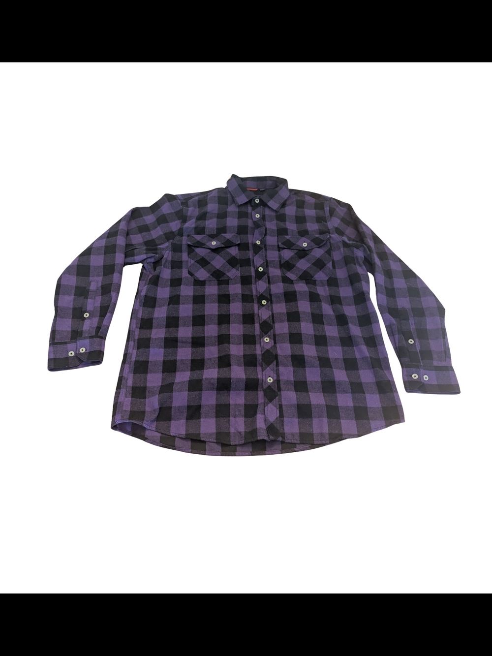 EUC Design In Italy Mens Large Purple Black Plaid Long Sleeve Button Up Flannel